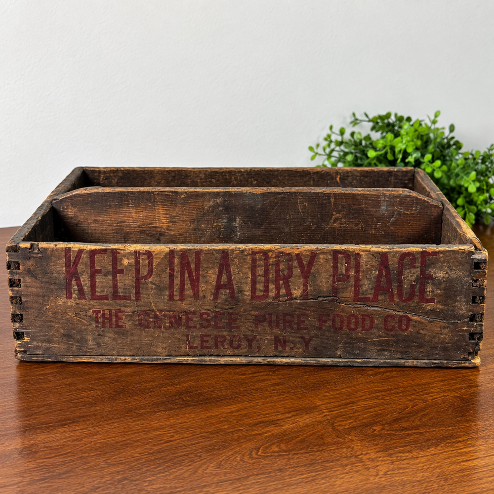 Antique Jell-O Genesee Pure Food Co LeRoy NY Primitive Divided Crate
